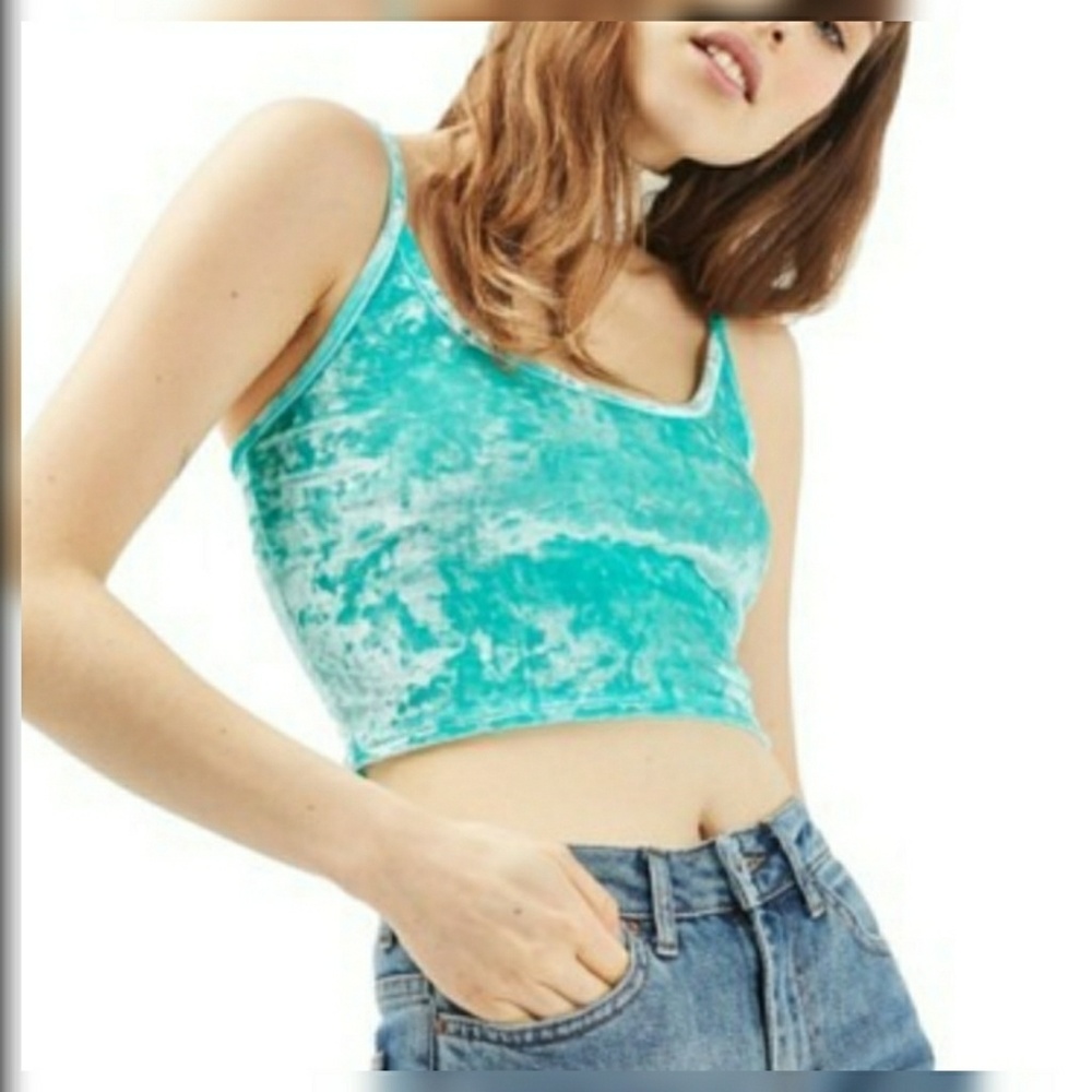 Topshop Bella Crushed Velvet Tank Top
